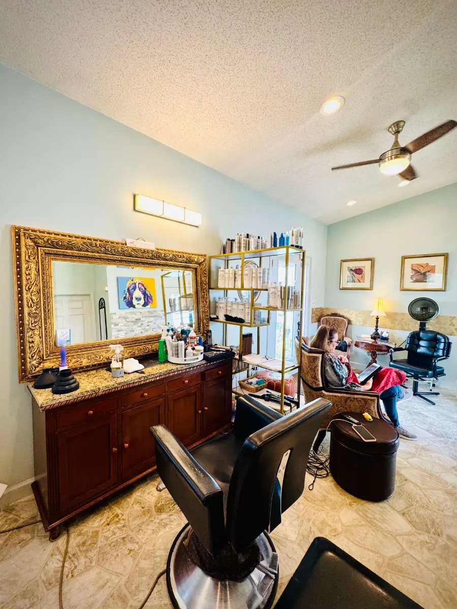 Interior of Jeannie's Hair Care Studio, a private hair salon in Charleston, WV